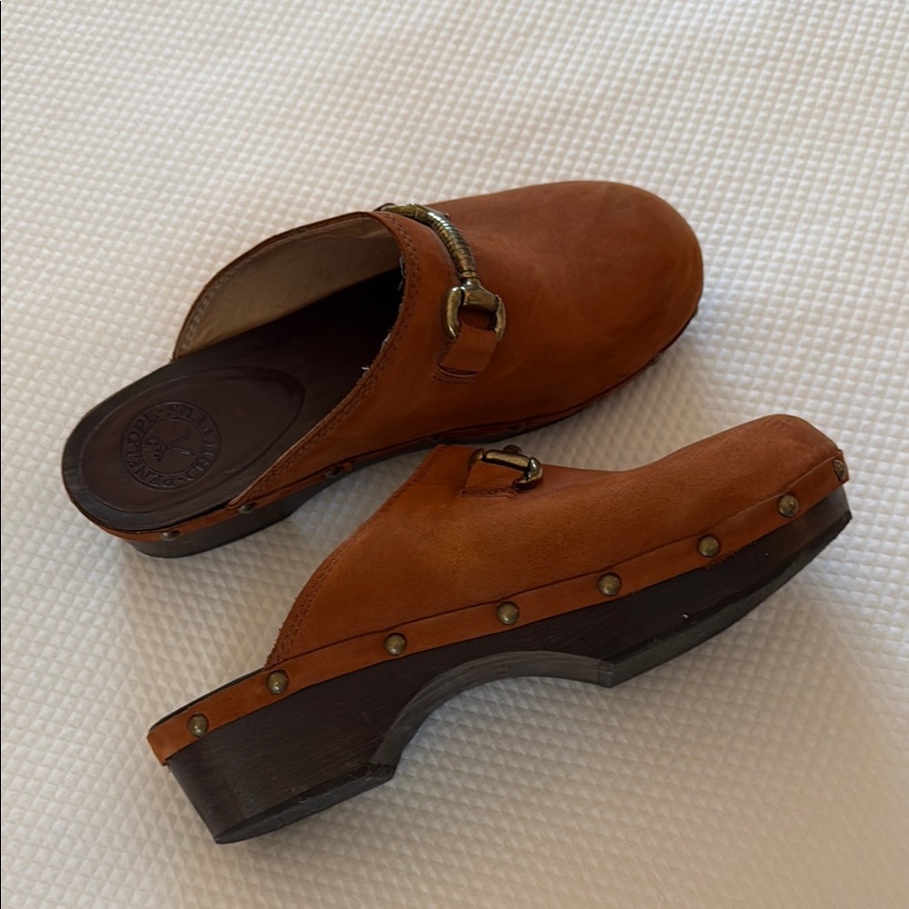 Penelope Chilvers Brown Suede Mules with Horsebit Detail